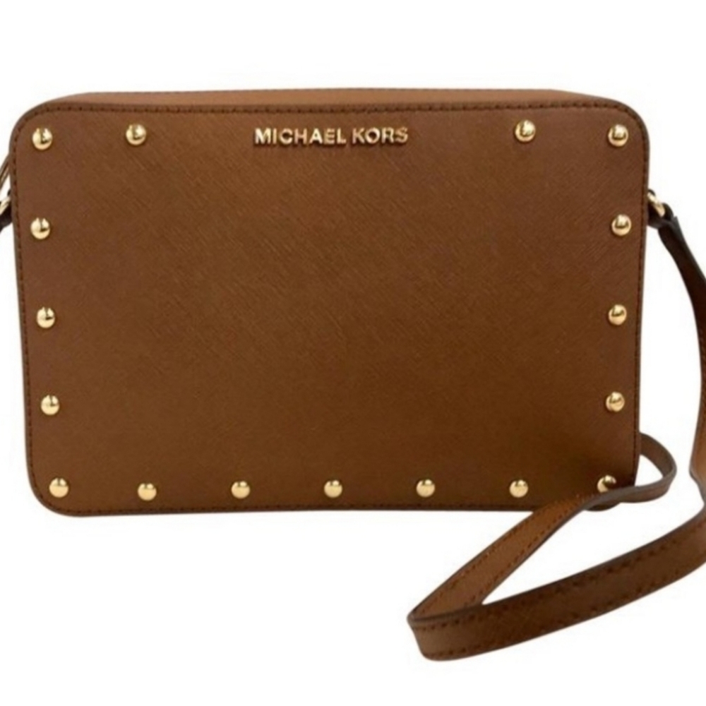 Michael Kors Sandrine Studded Saffiano Leather Crossbody Bag